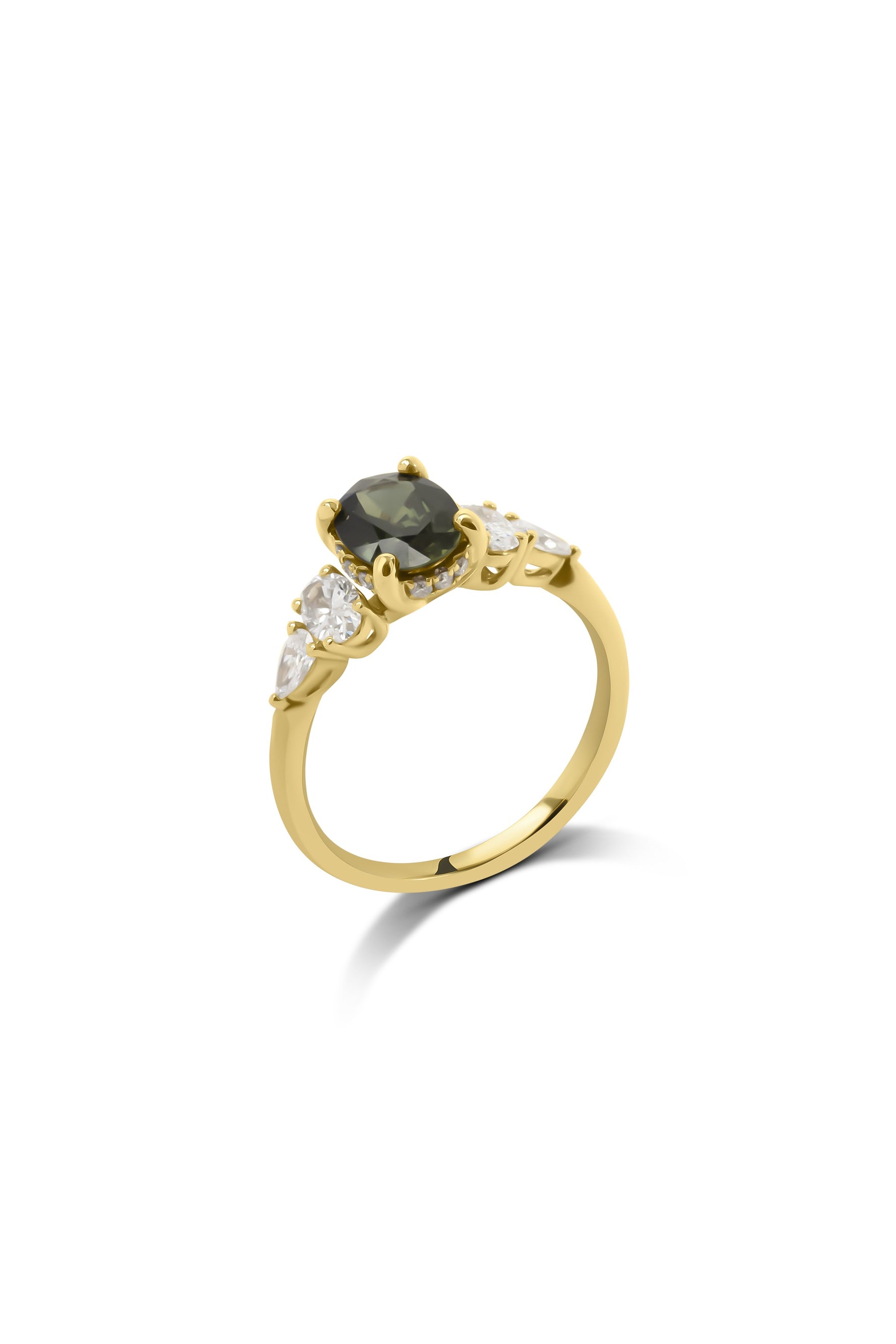 Oval Cut Green Sapphire & Diamond Ring
