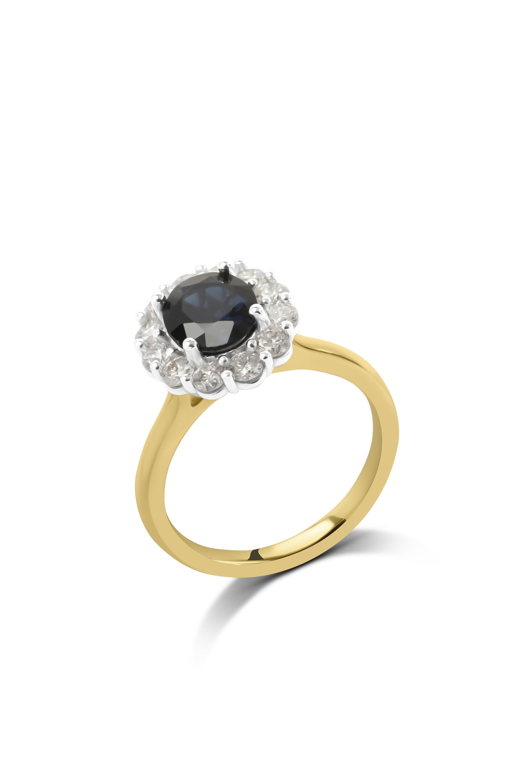 Blue Green Australian Sapphire & Diamond Halo