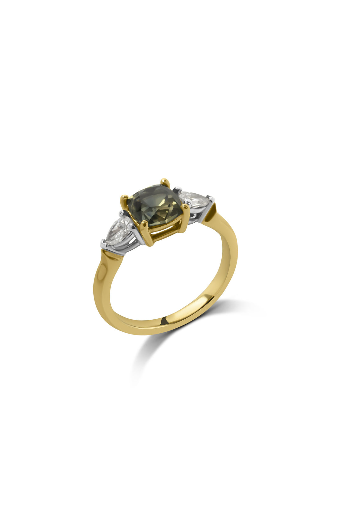 Cushion Cut Parti Sapphire Trilogy