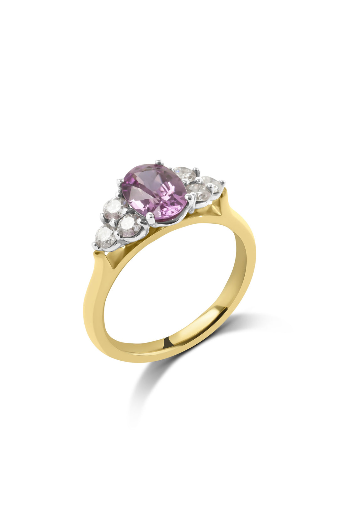 Oval Cut Pink Sapphire & Diamond Cluster
