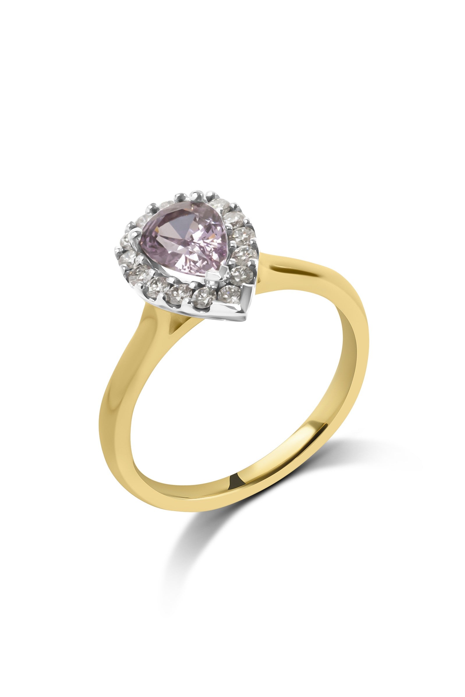 Pear Cut Pink Sapphire & Diamond Ring