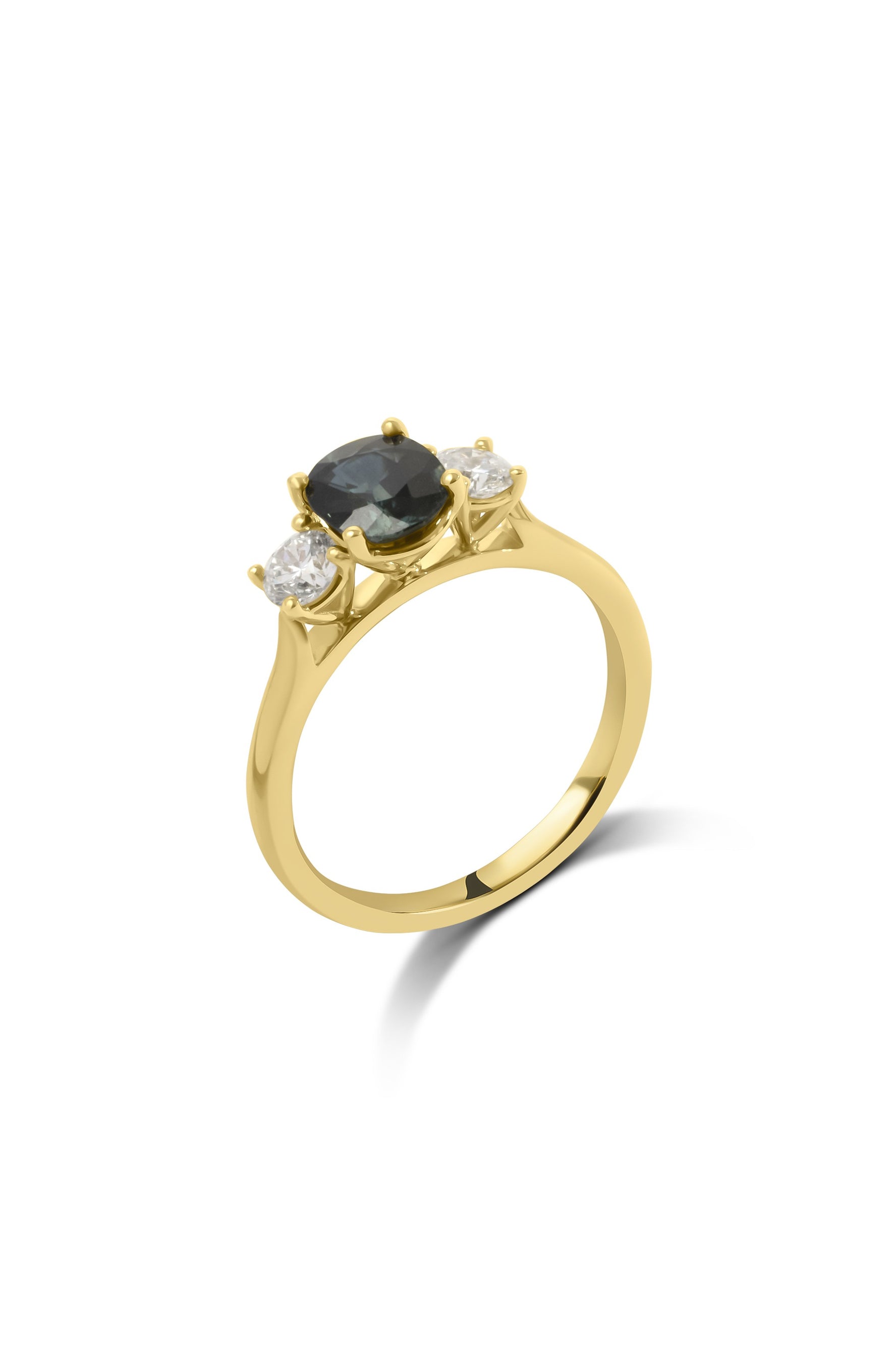 1.23ct Teal Sapphire & Diamond Trilogy