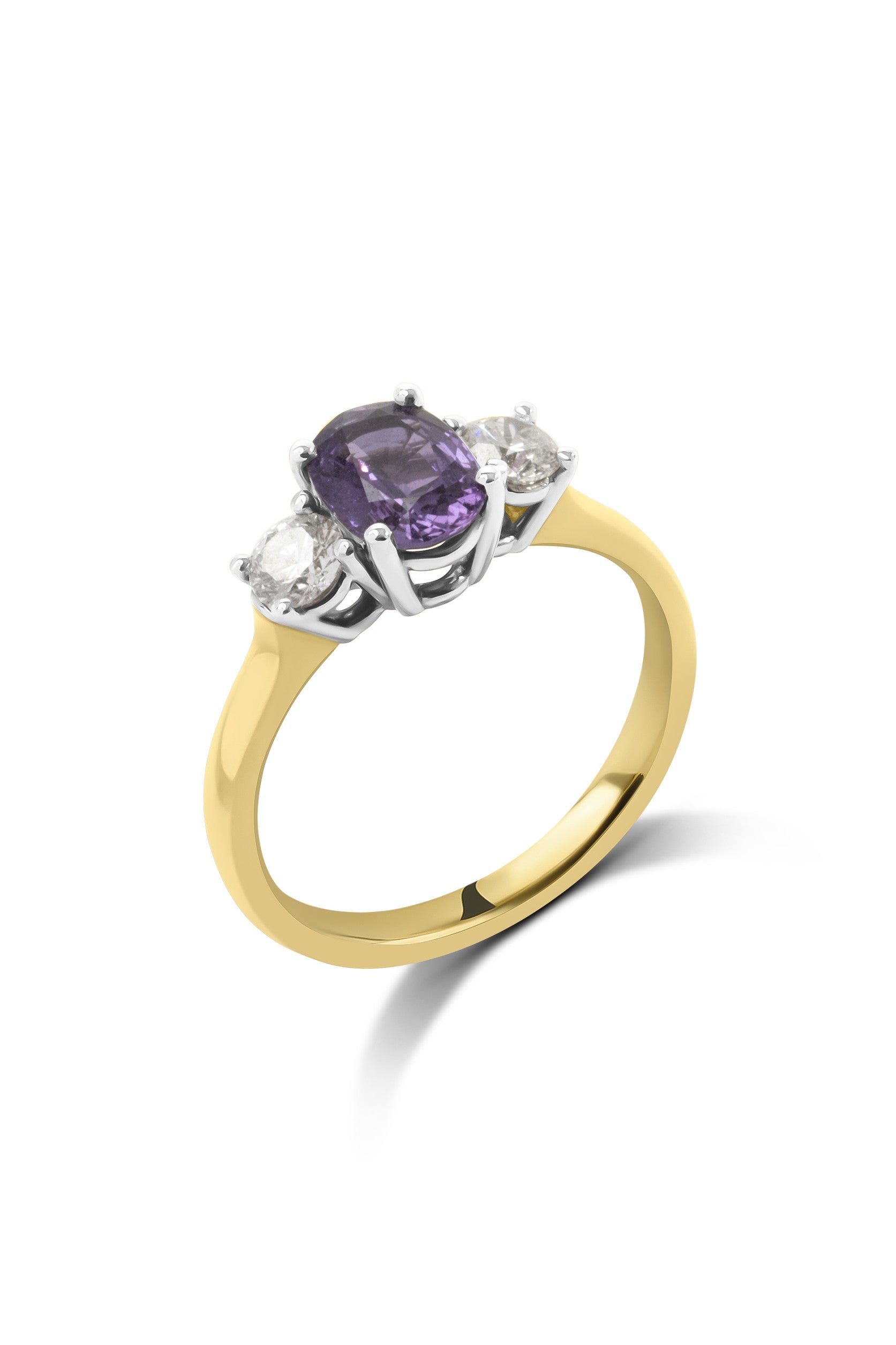 1.19ct Purple Sapphire & Diamond Trilogy