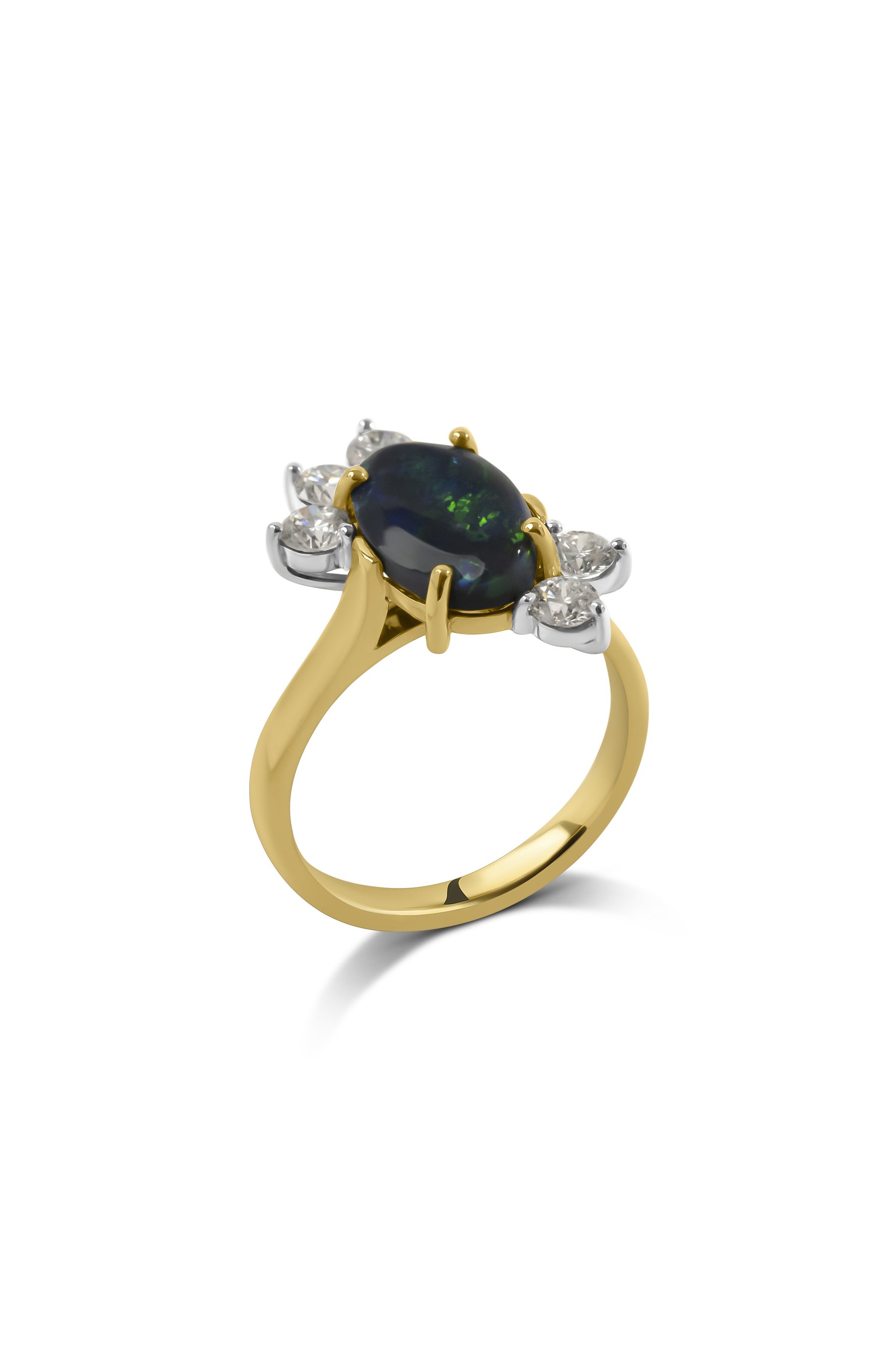 Australian Black Opal & Diamond Ring
