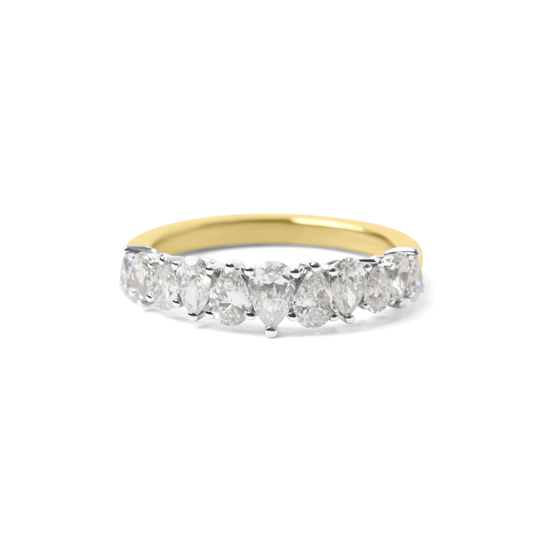 18ct Two Tone Pear Cut Diamond Band