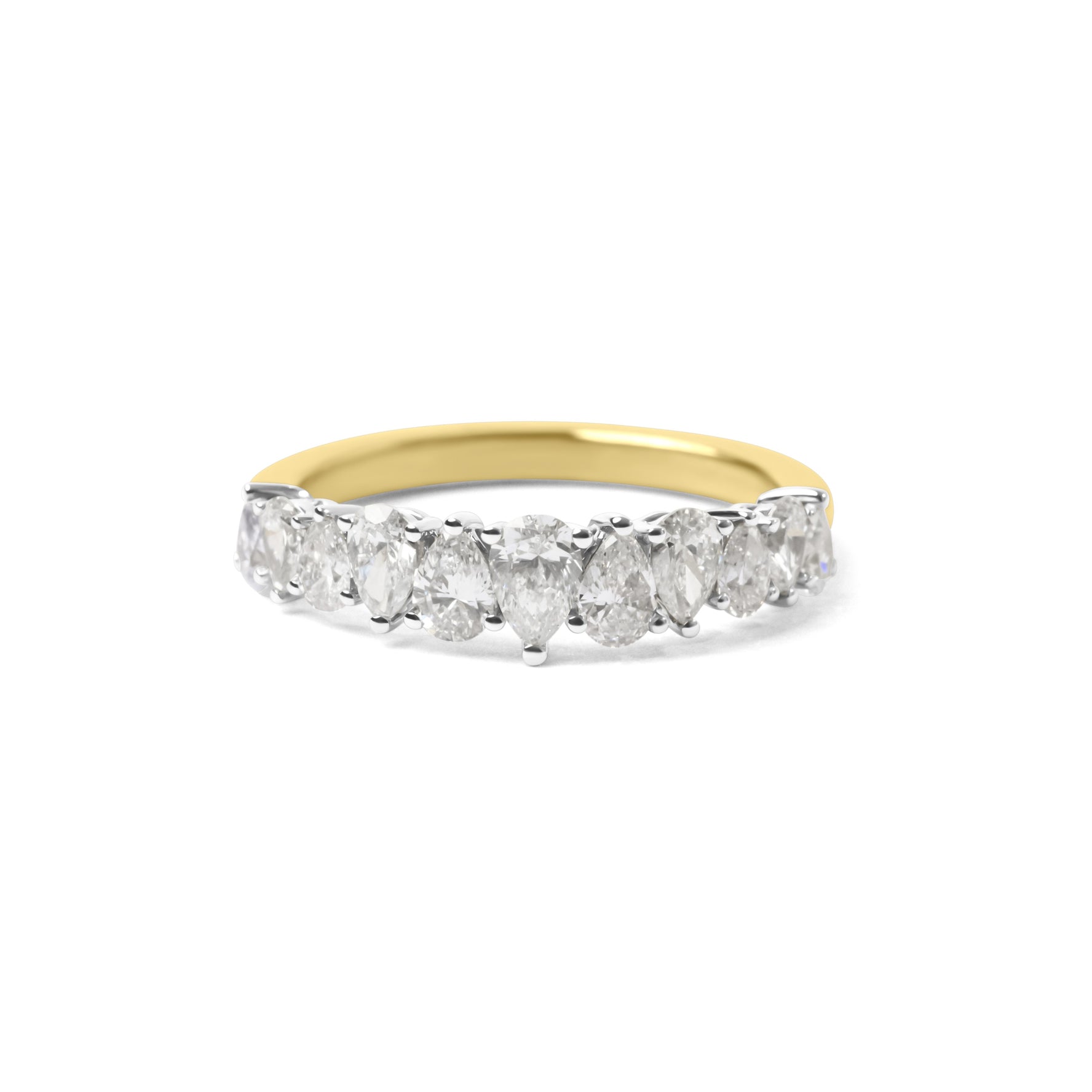 18ct Two Tone Pear Cut Diamond Band