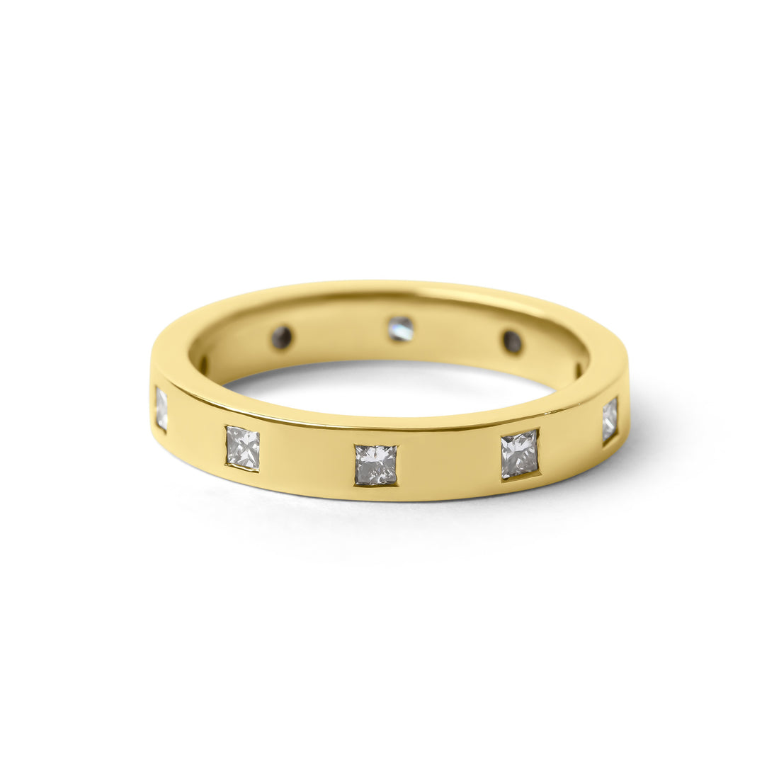 18ct Yellow Gold Princess Cut Diamond Band