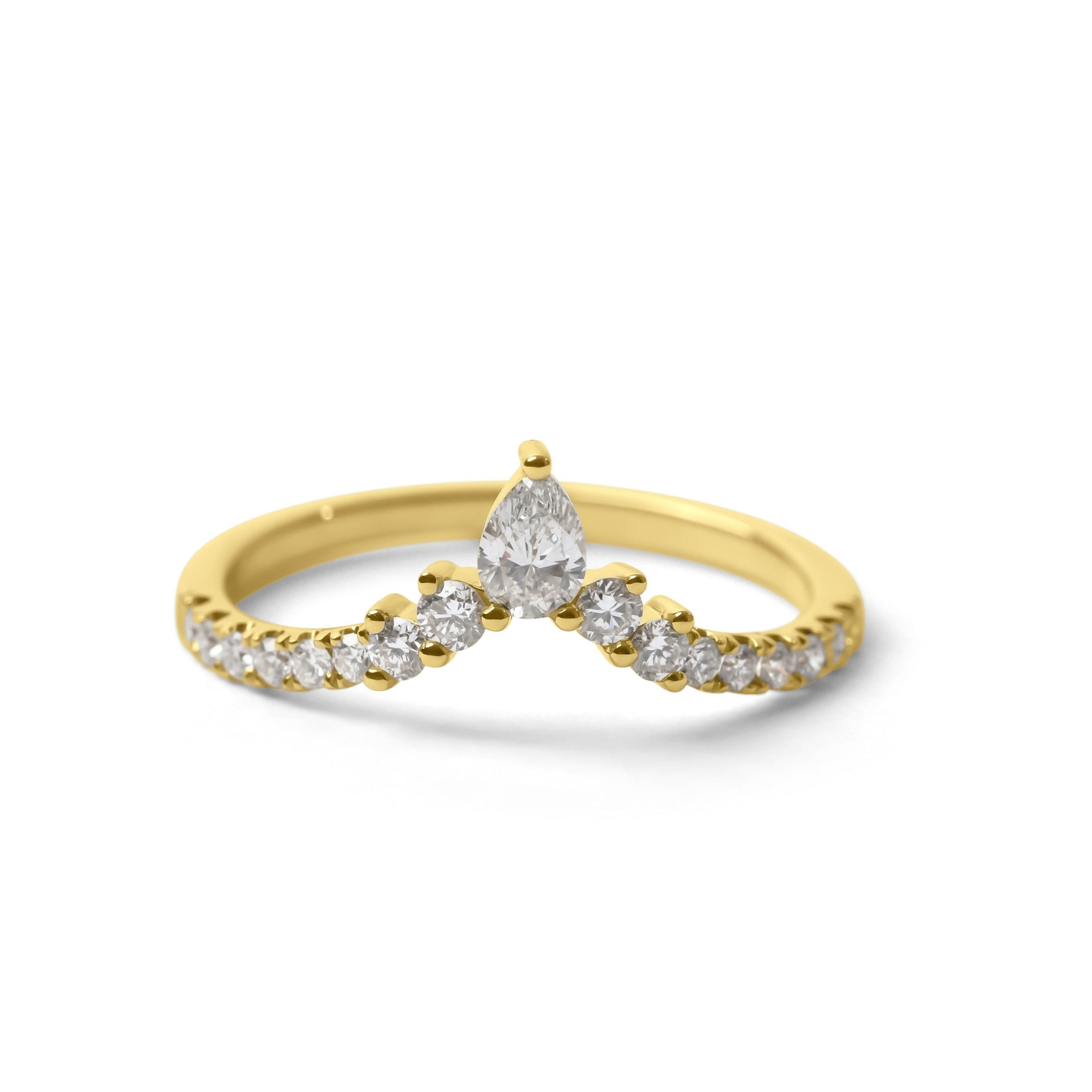 Pear Cut Curved Style Wedding Band