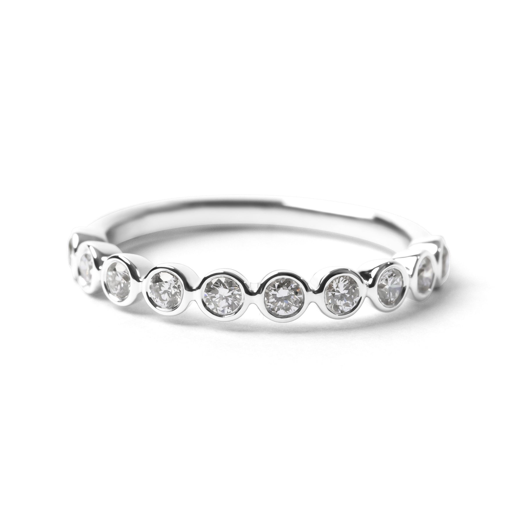18ct White Gold Bezel Set Diamond Band
