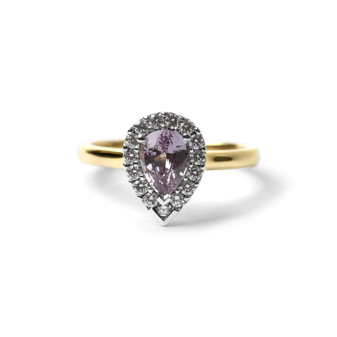 Pear Cut Pink Sapphire & Diamond Ring