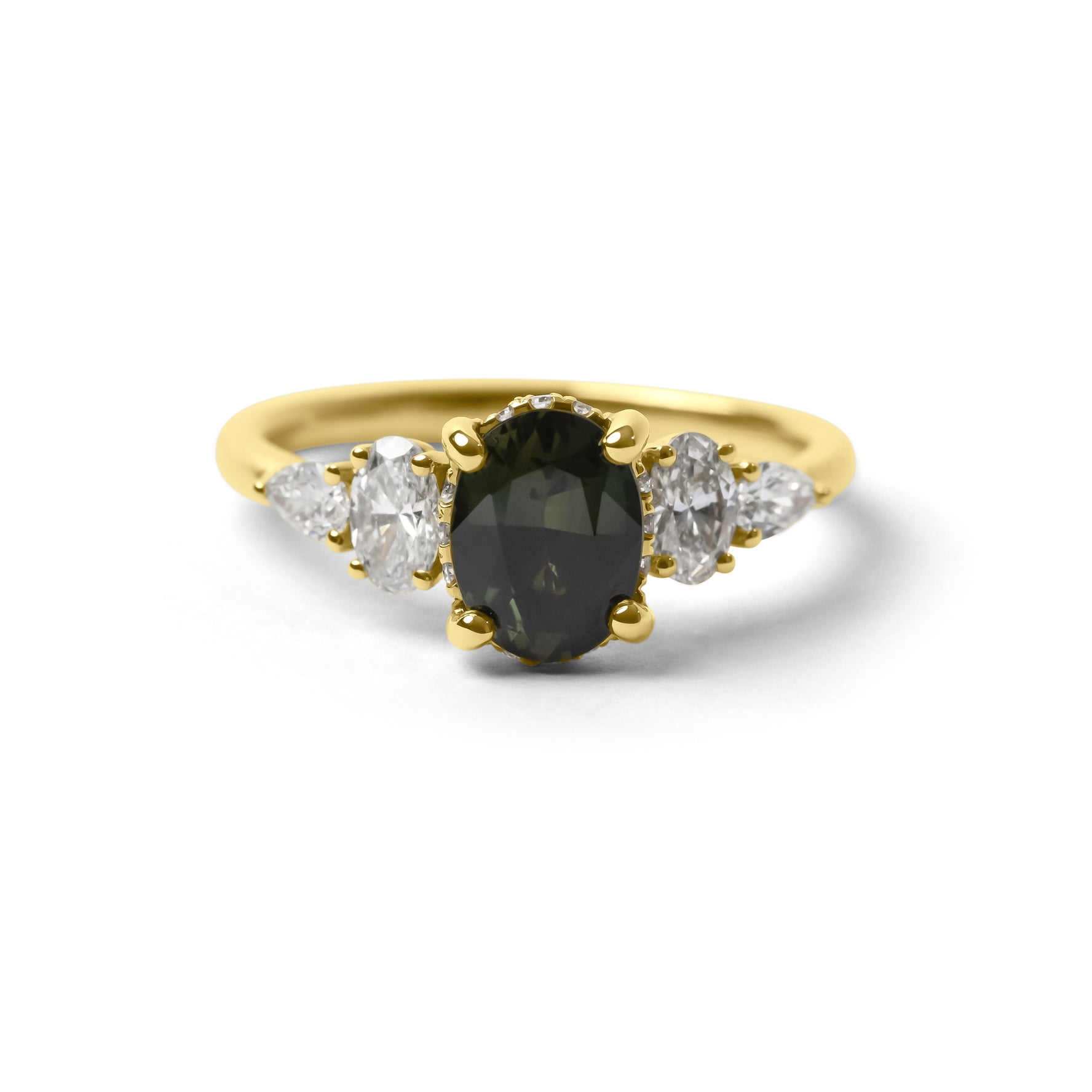 Oval Cut Green Sapphire & Diamond Ring