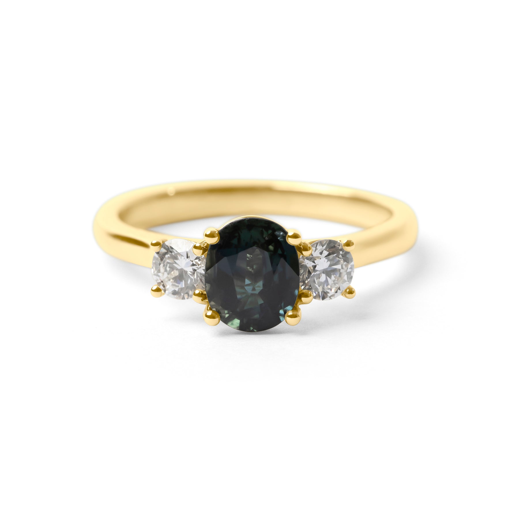 1.23ct Teal Sapphire & Diamond Trilogy