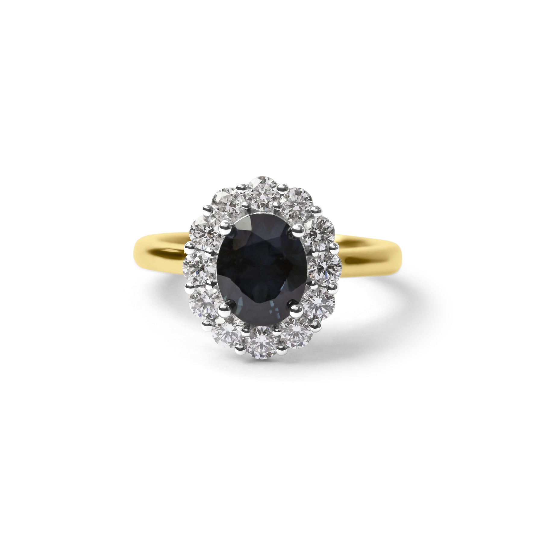 Blue Green Australian Sapphire & Diamond Halo