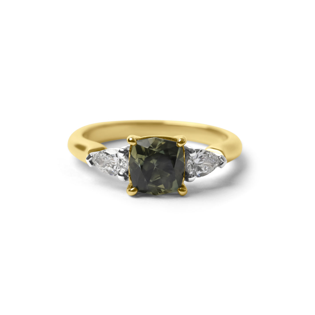 Cushion Cut Parti Sapphire Trilogy