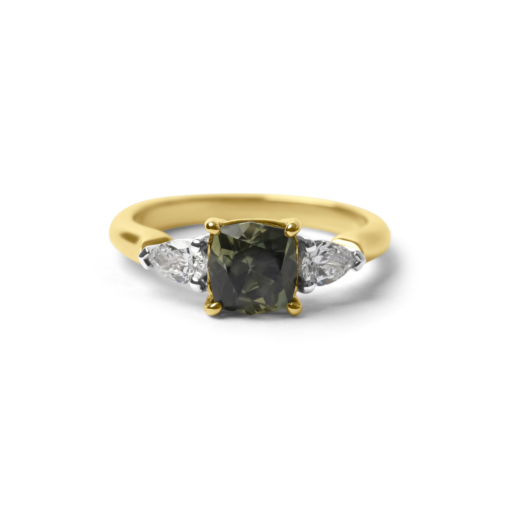 Cushion Cut Parti Sapphire Trilogy