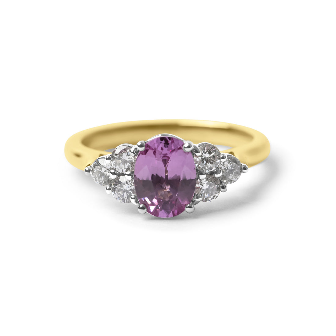 Oval Cut Pink Sapphire & Diamond Cluster