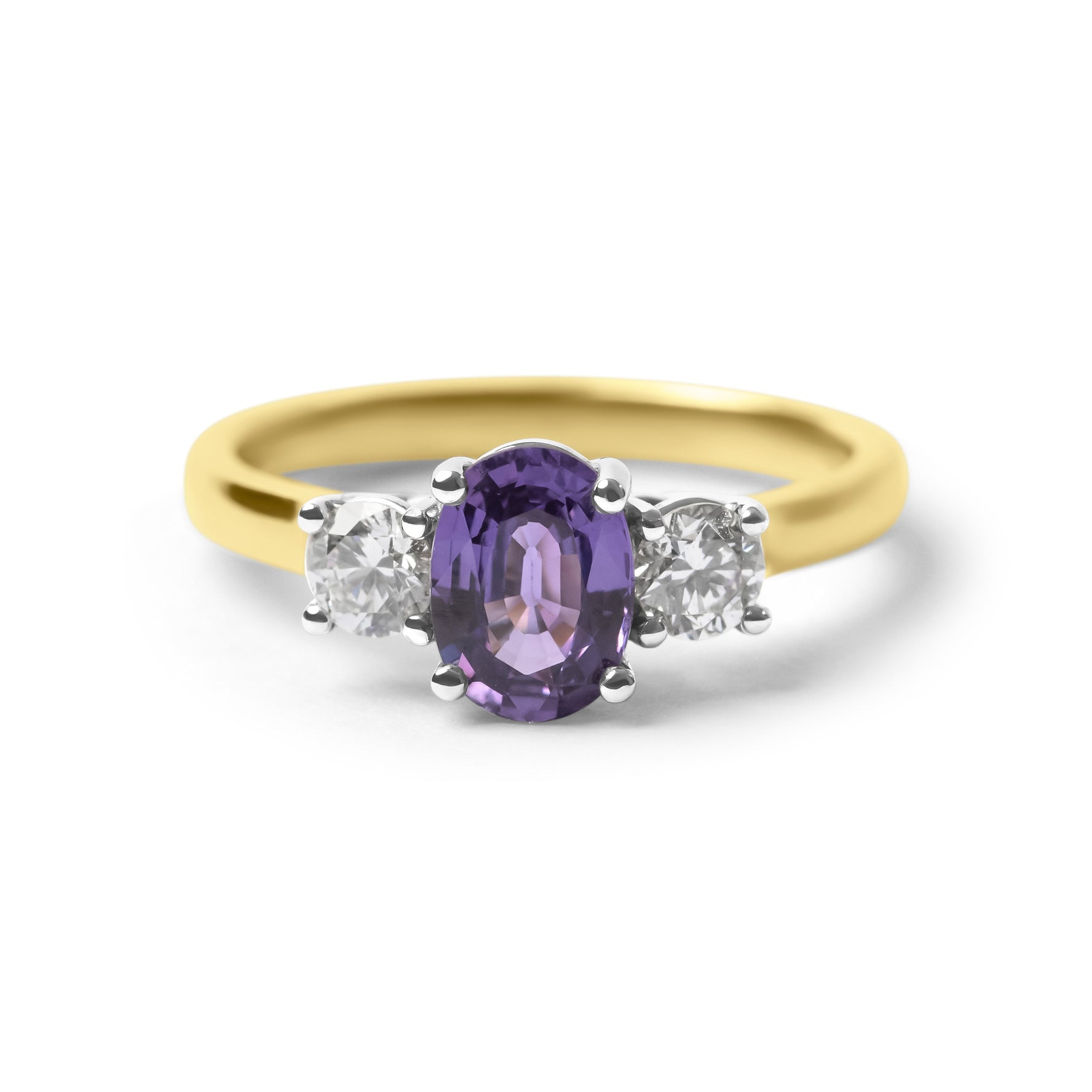 1.19ct Purple Sapphire & Diamond Trilogy