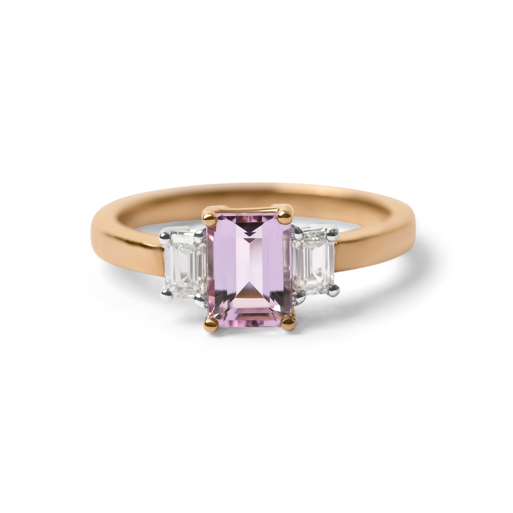 Emerald Cut Morganite and Diamond Trilogy