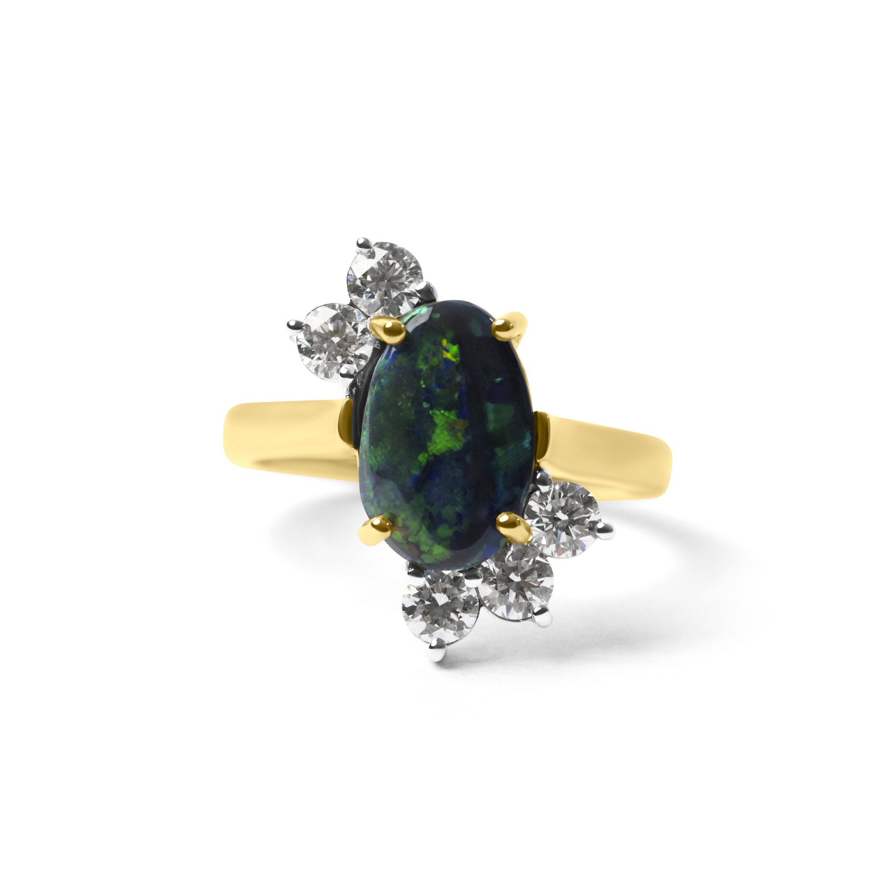Australian Black Opal & Diamond Ring