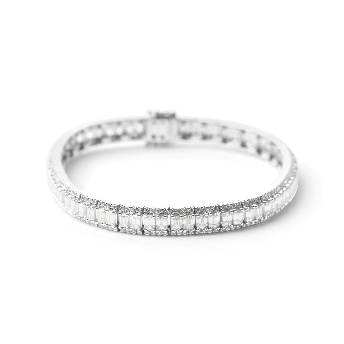 Emerald Cut & Round Brilliant Cut Diamond Bracelet