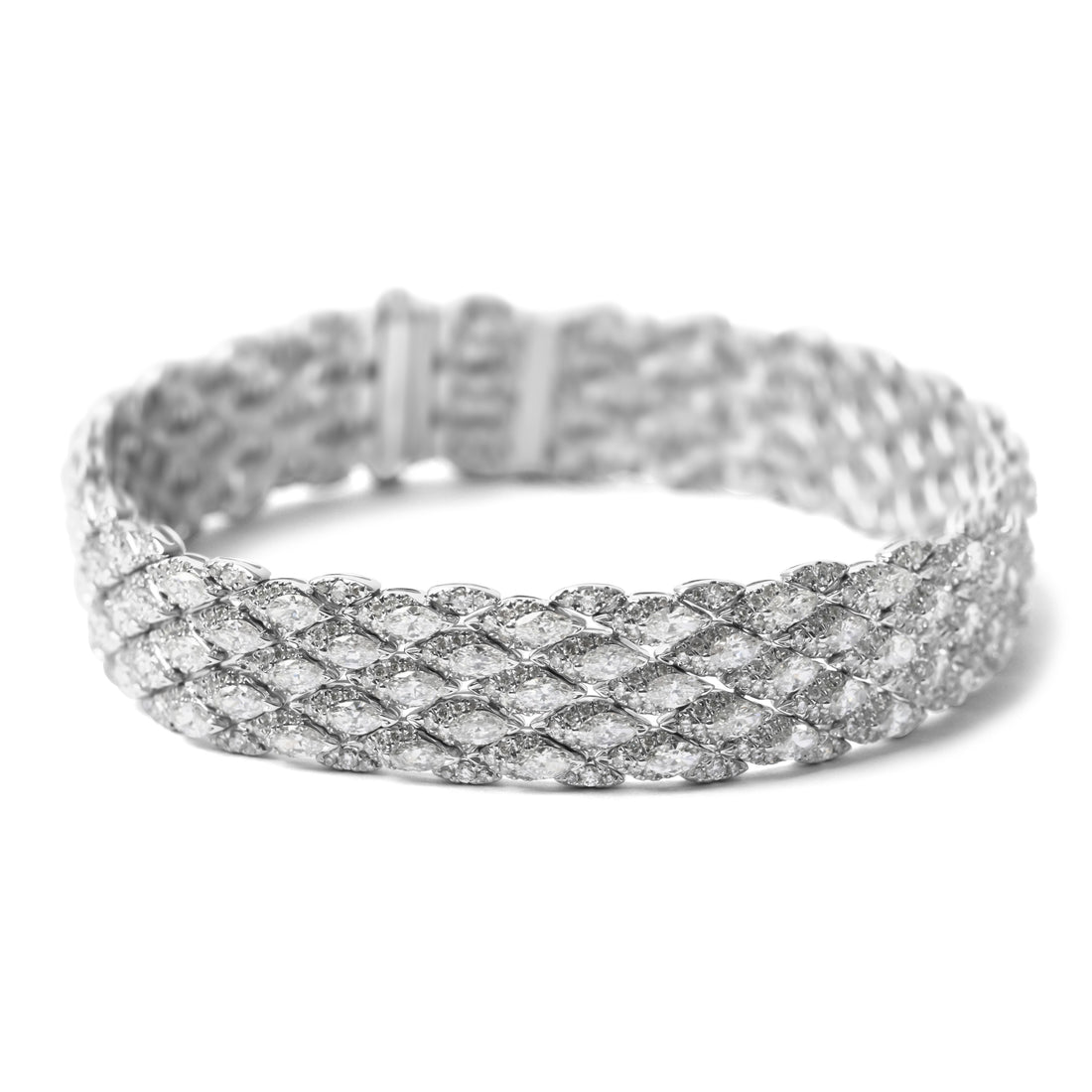 18ct White Gold Marquise & Diamond Bracelet