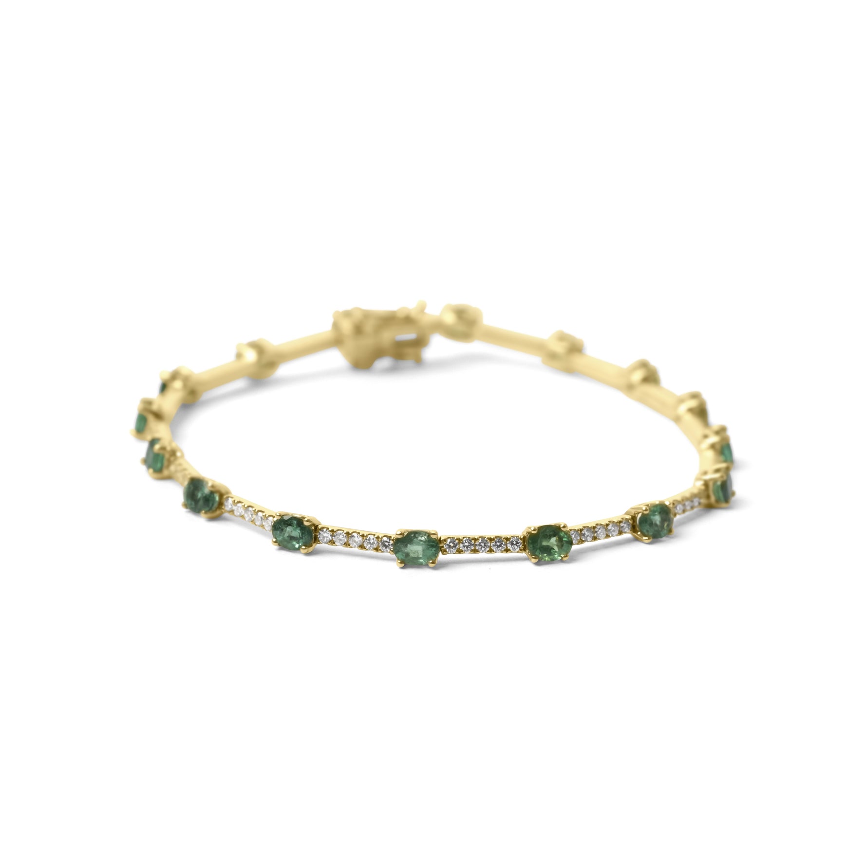 18ct Yellow Gold Emerald & Diamond Bracelet