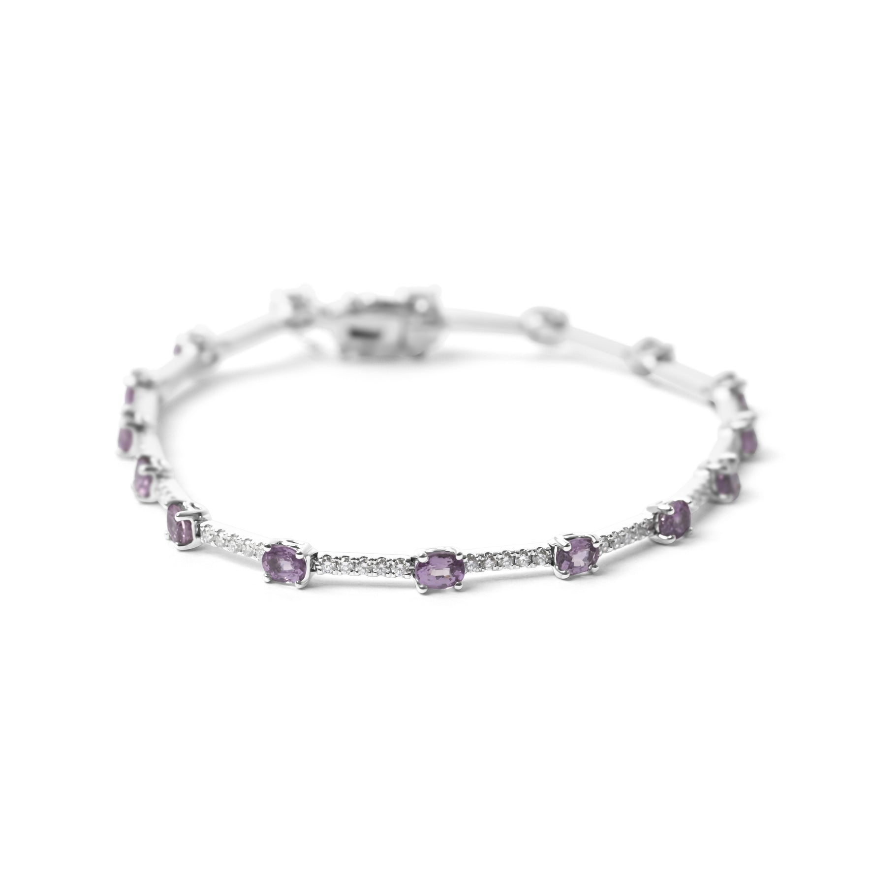18ct White Gold Pink Sapphire & Diamond Bracelet