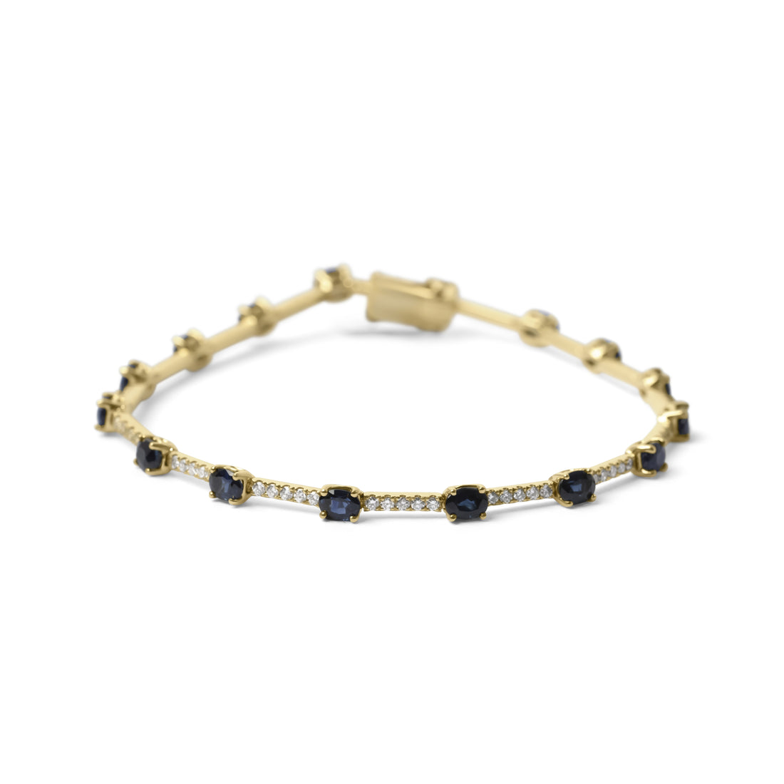 18ct Yellow Gold Australian Sapphire & Diamond Bracelet