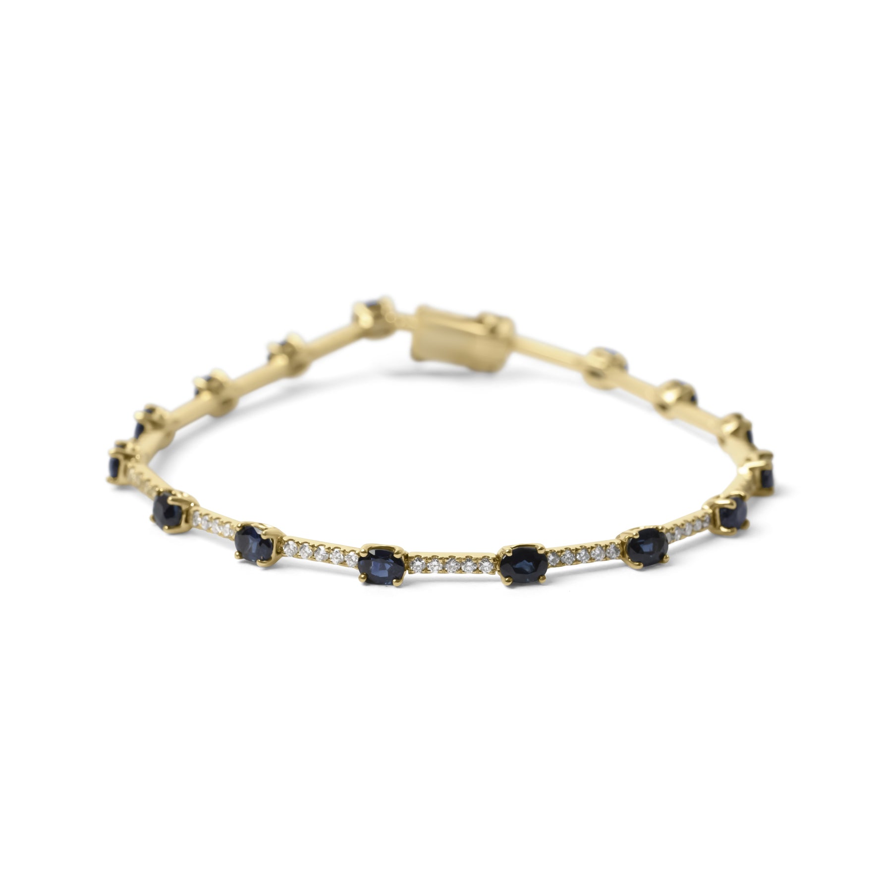 18ct Yellow Gold Australian Sapphire & Diamond Bracelet