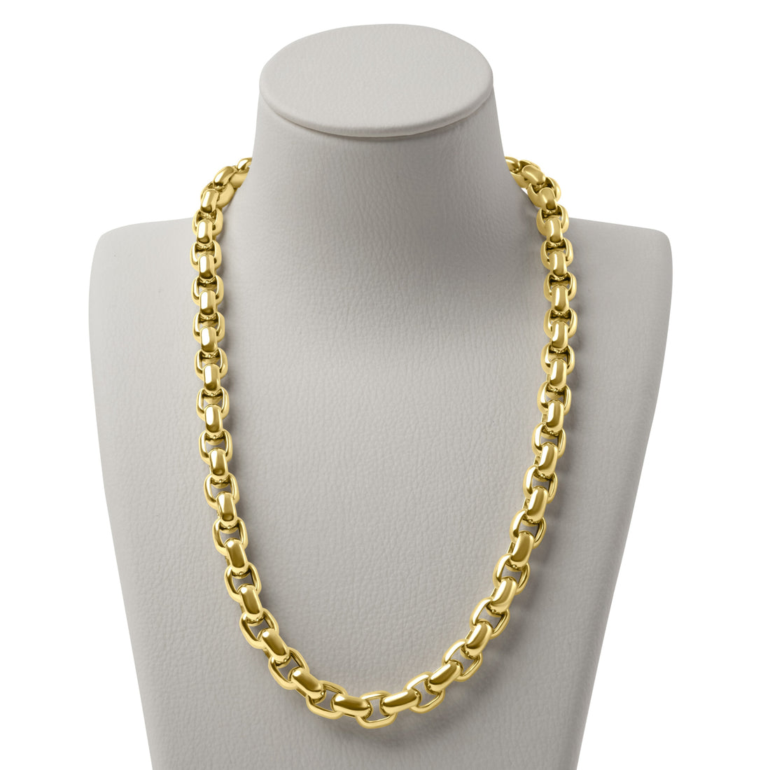 18ct Yellow Gold Rectangular Belcher Link Necklet