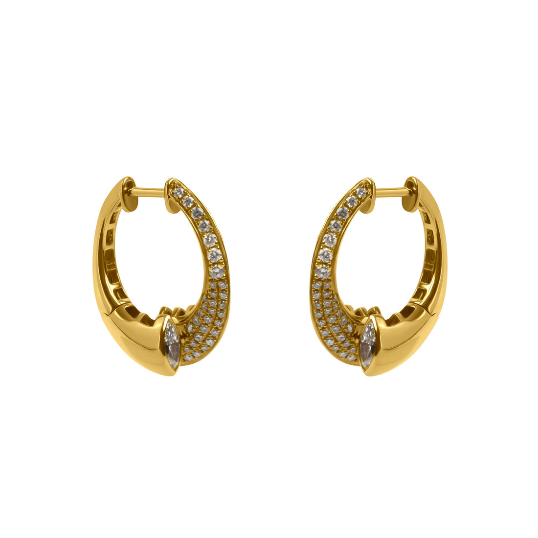 Marquise Diamond Split Hoop Earrings