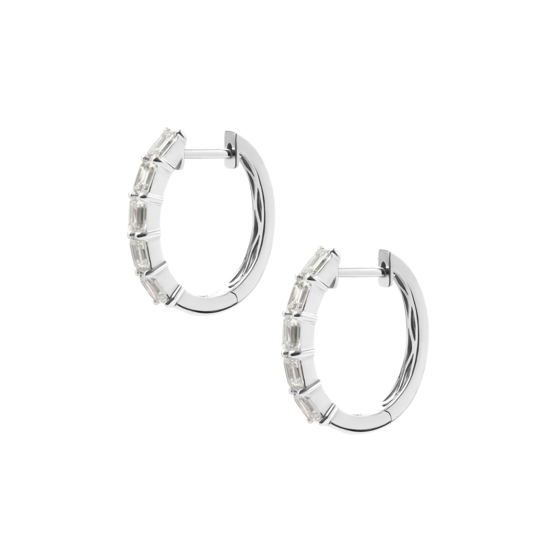Emerald Cut Diamond Hoop Earrings