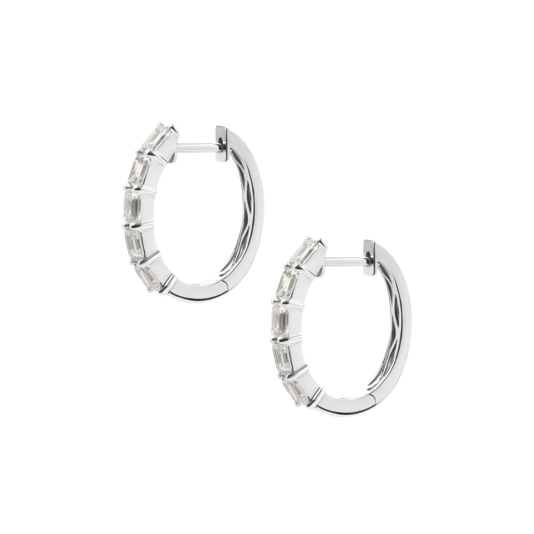 Emerald Cut Diamond Hoop Earrings