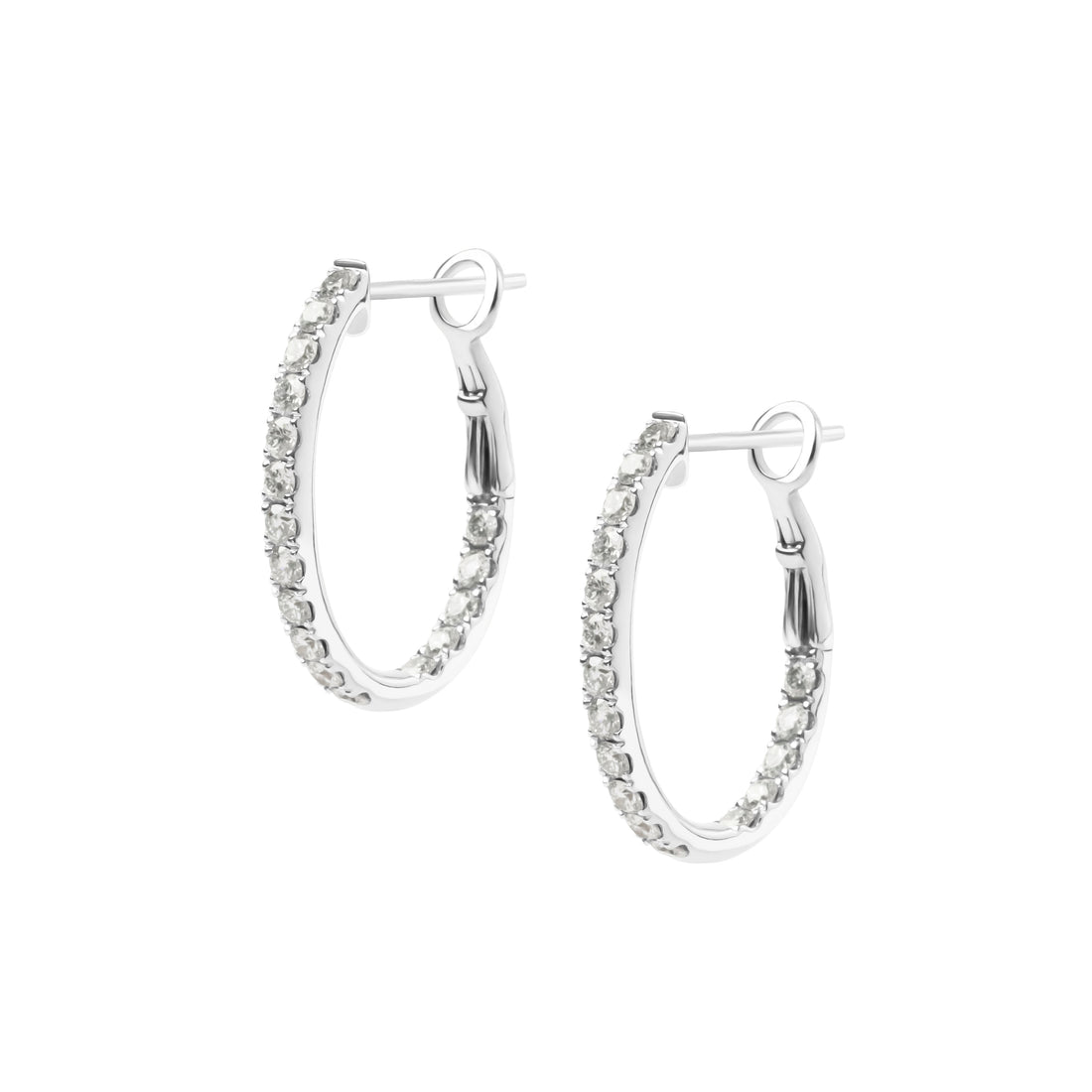 Diamond Set Oval Hoop Earrings