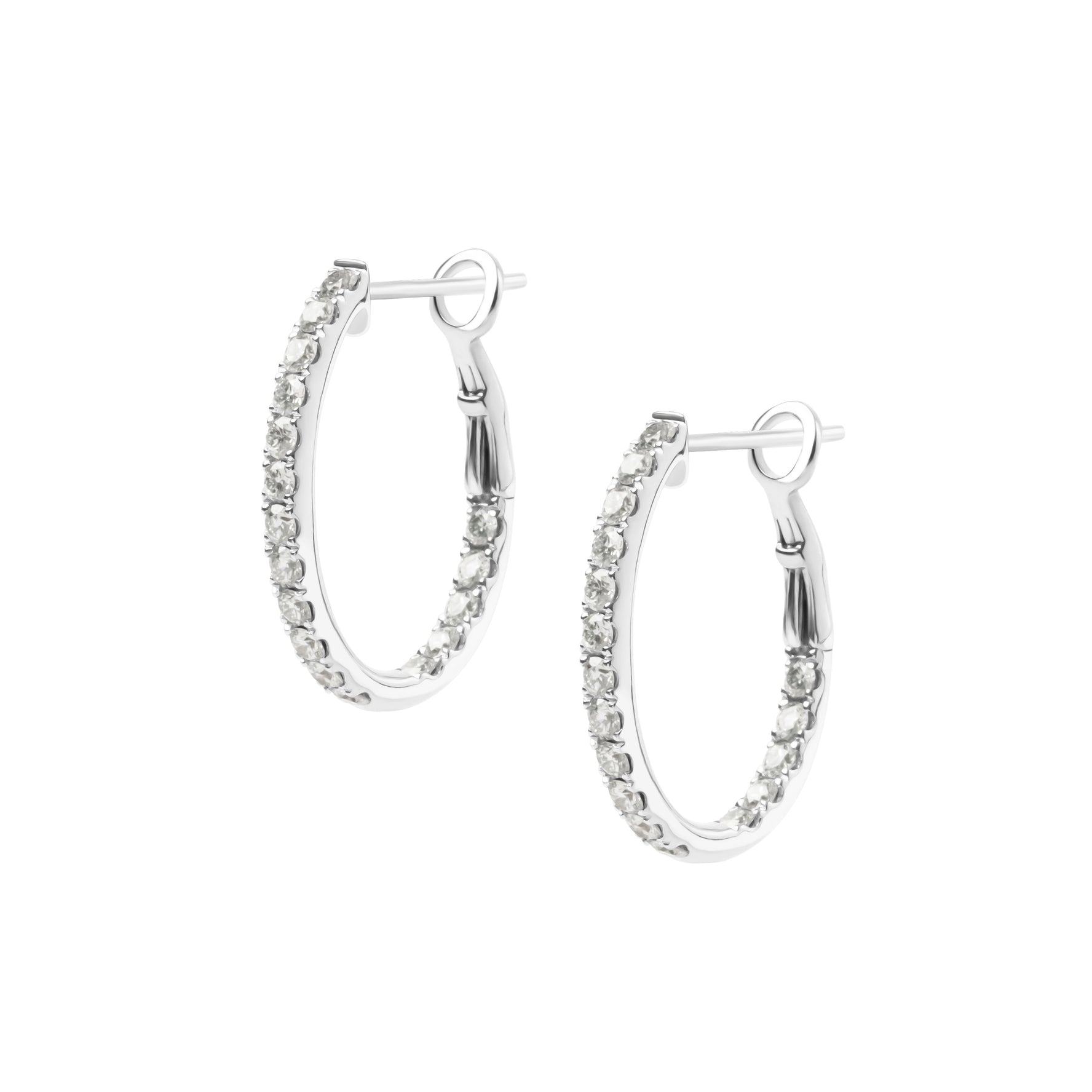 Diamond Set Oval Hoop Earrings