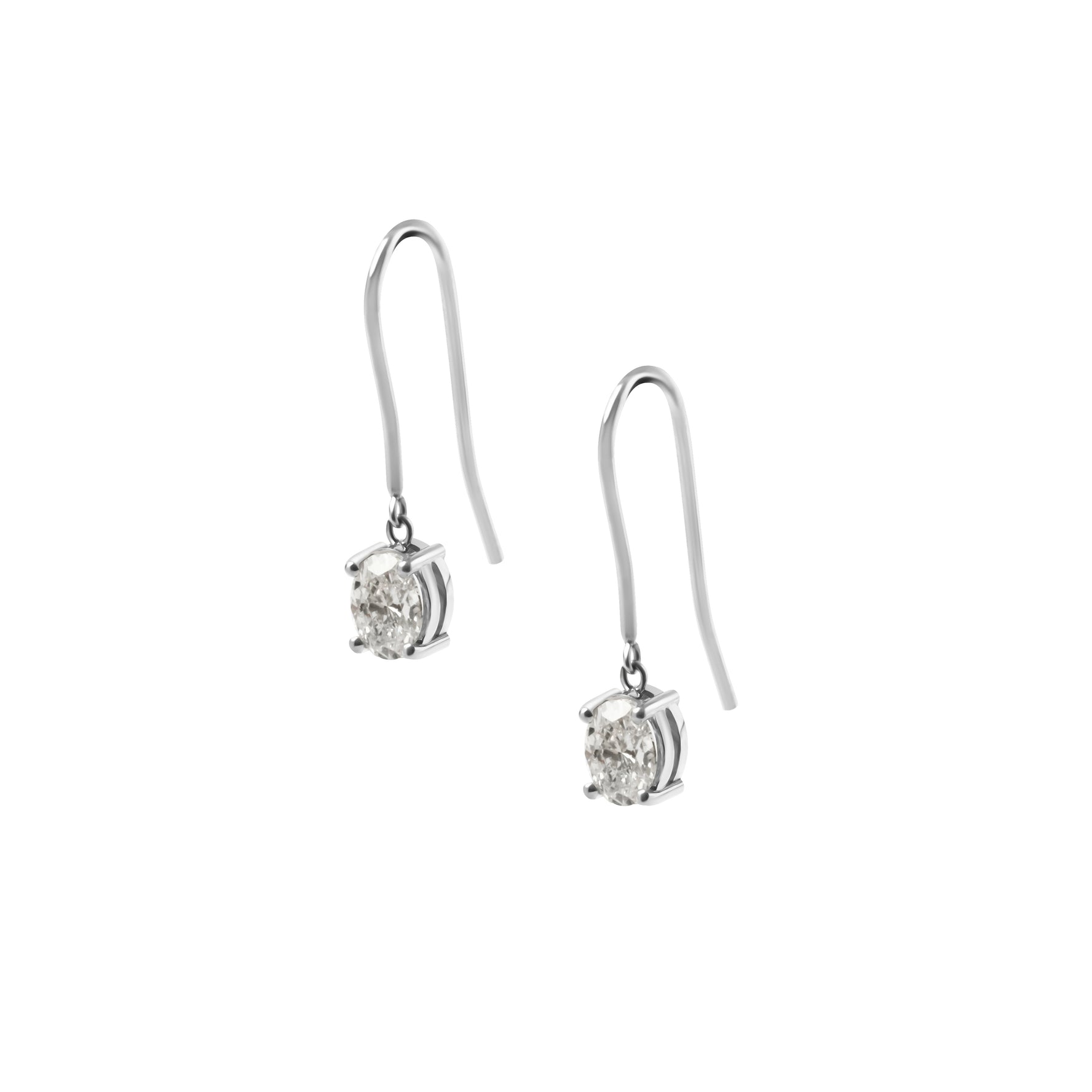 Oval Diamond Drop Earrings