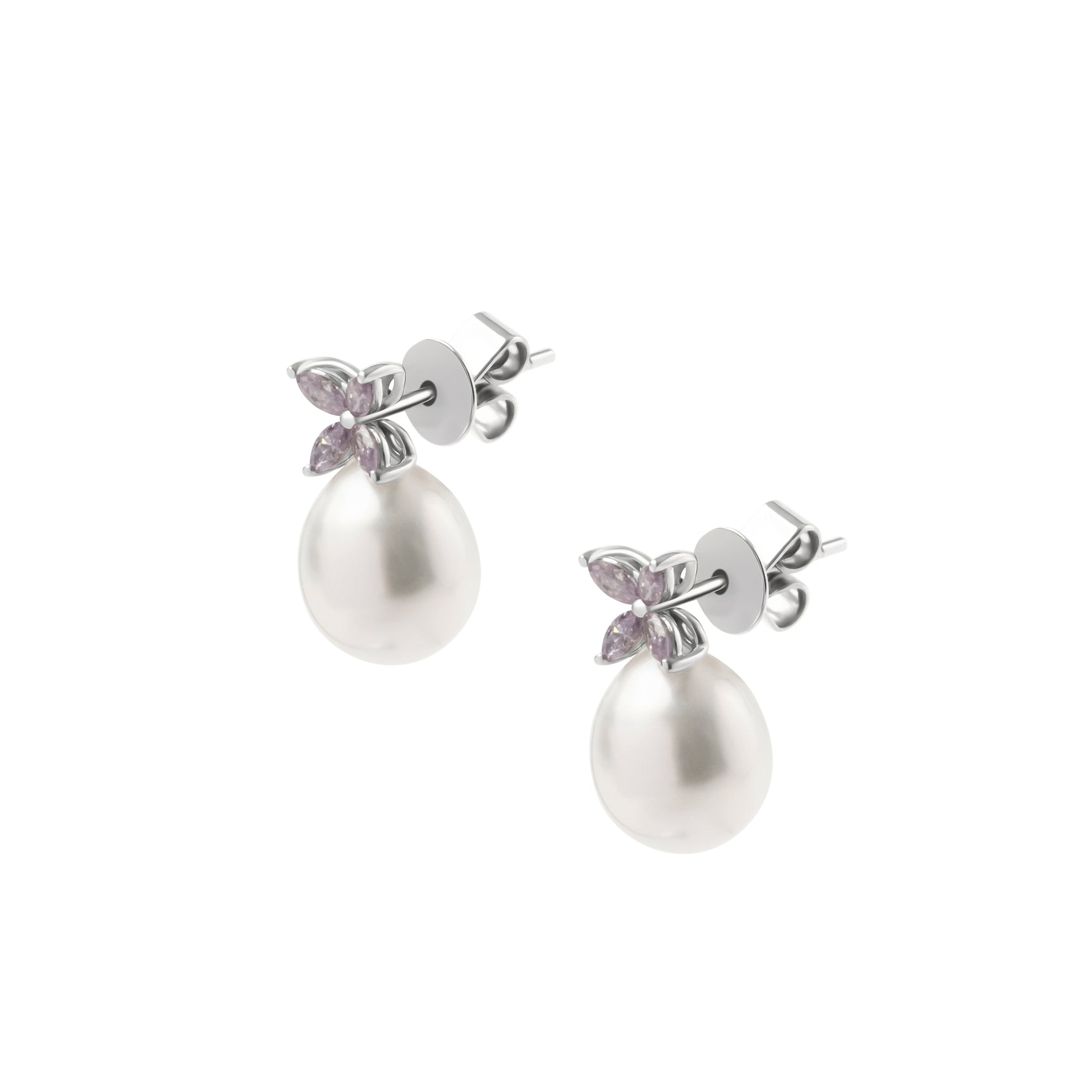 Pink Diamond and South Sea Pearl Studs