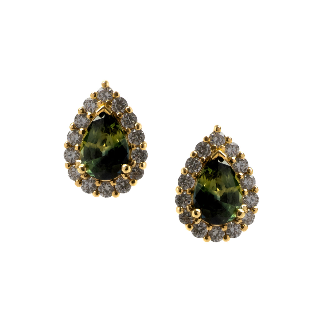 Australian Blue Green Sapphire Studs