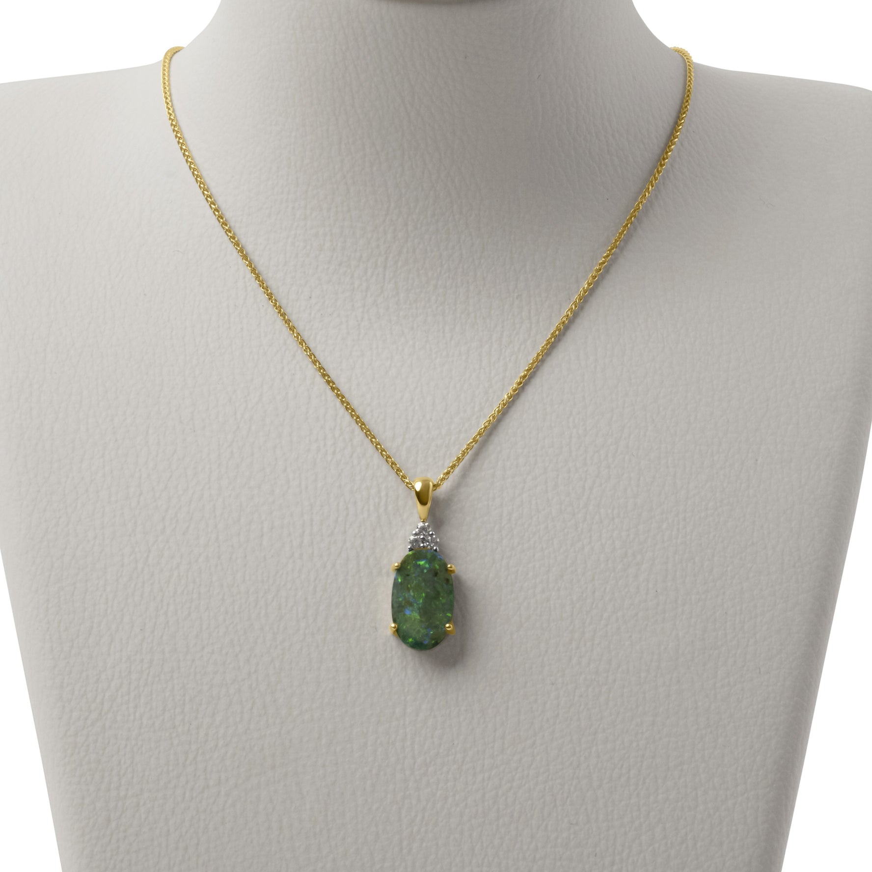 Vivid Green & Red Australian Bolder Opal Pendant