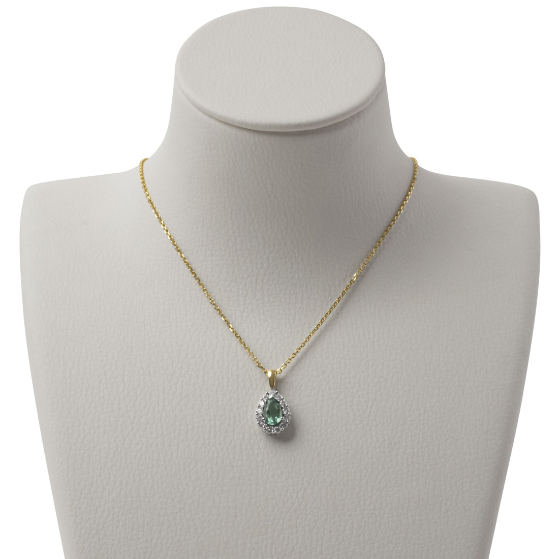Pear Cut Natural Colombian Emerald & Diamond Pendant
