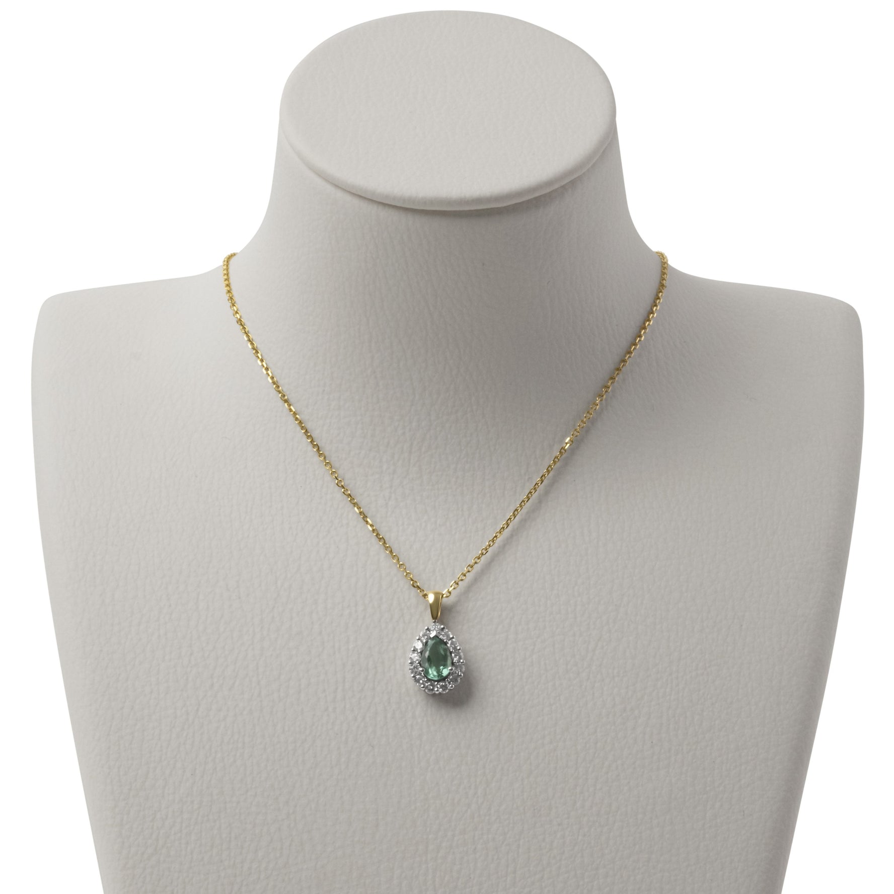 Pear Cut Natural Colombian Emerald & Diamond Pendant