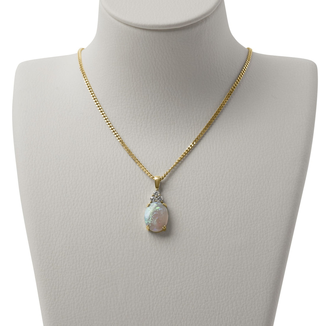 Solid Australian Opal 3.60ct & Diamond Pendant