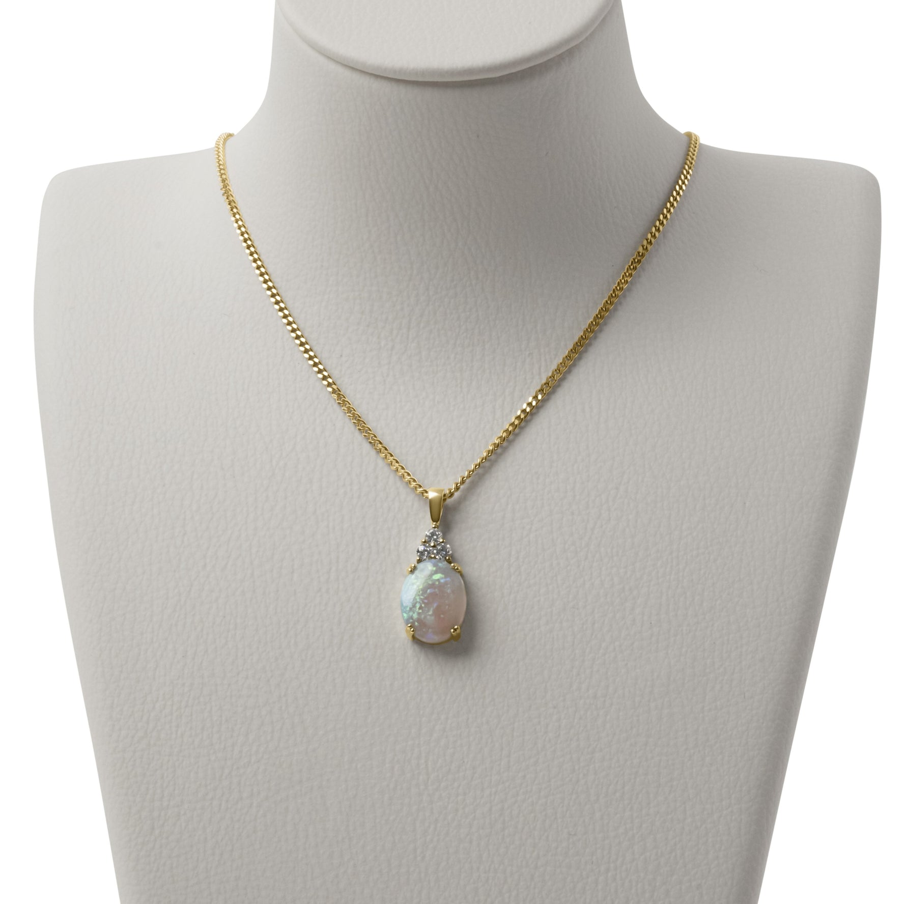 Solid Australian Opal 3.60ct & Diamond Pendant