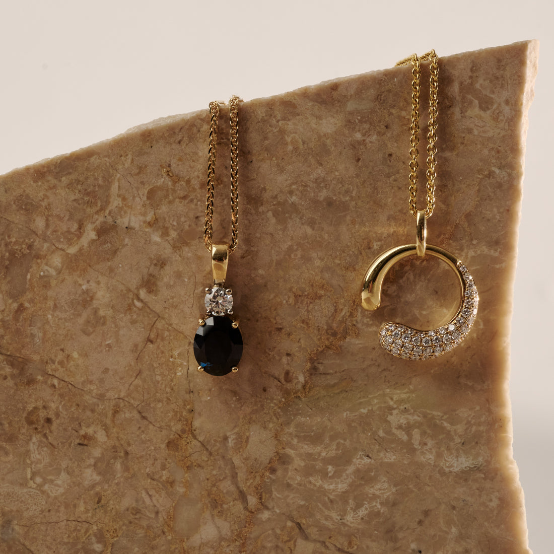 Australian Inverell Sapphire & Diamond Pendant