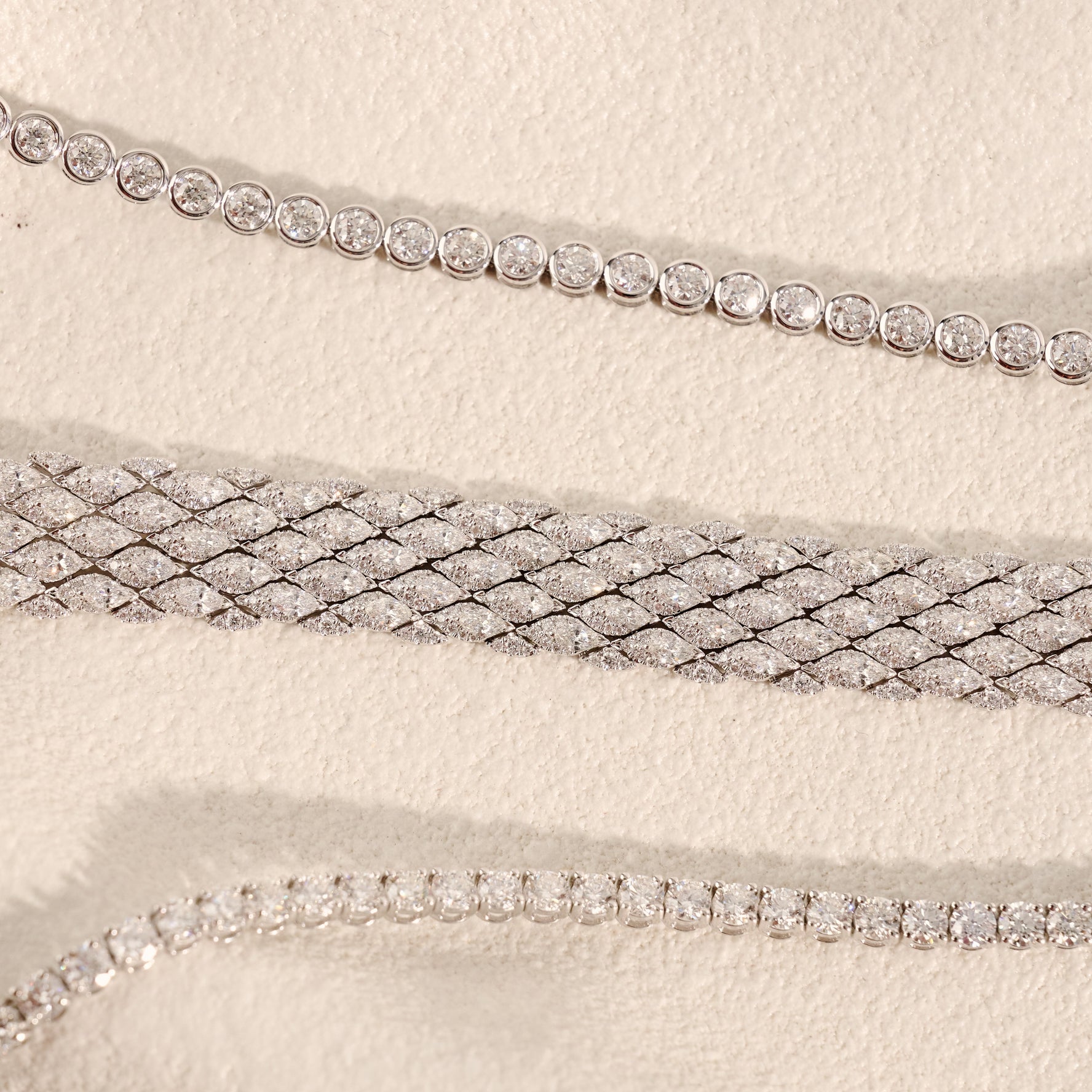 10.14ct of Natural Marquise & Round Cut Diamond Bracelet in 18ct White Gold