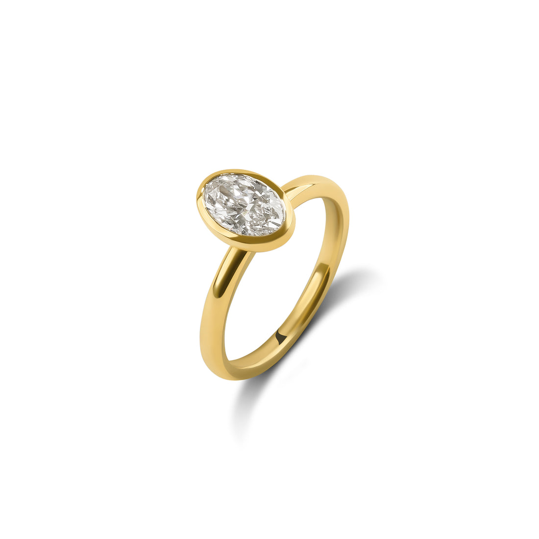 Bezel Set Oval Cut Diamond Engagement Ring