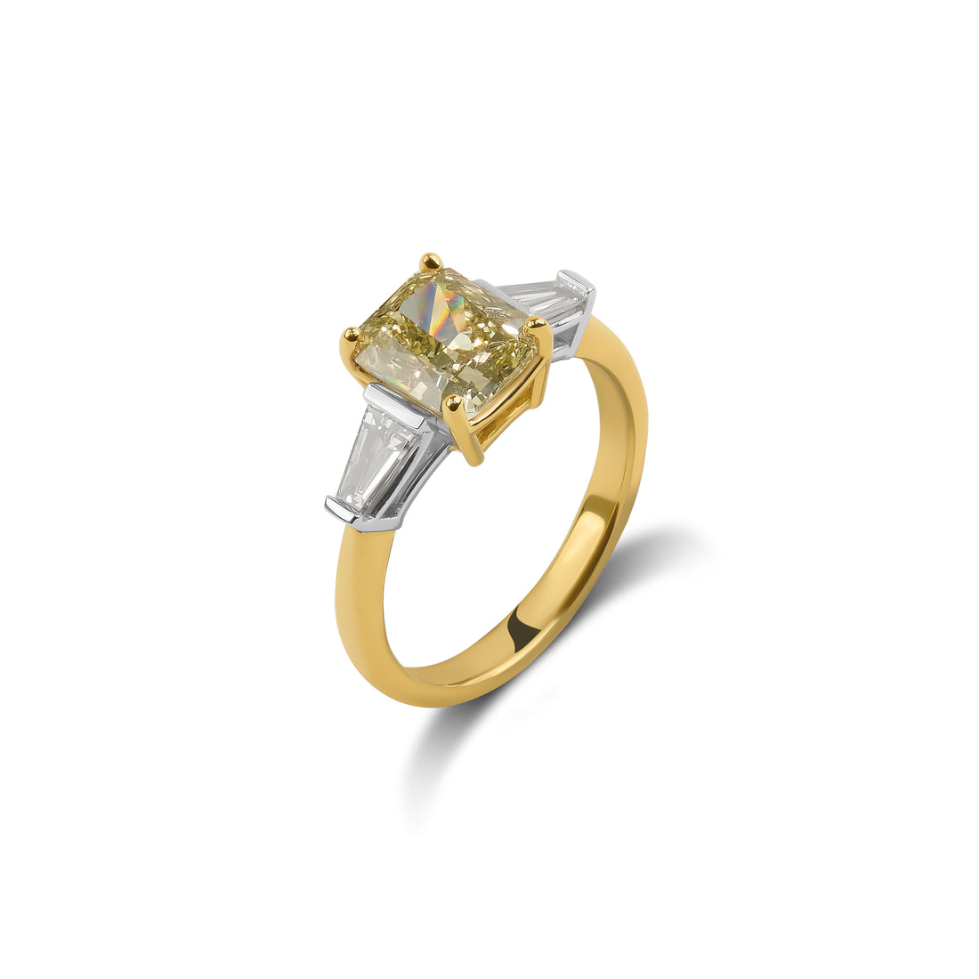 2ct Cushion Cut Yellow Diamond Trilogy