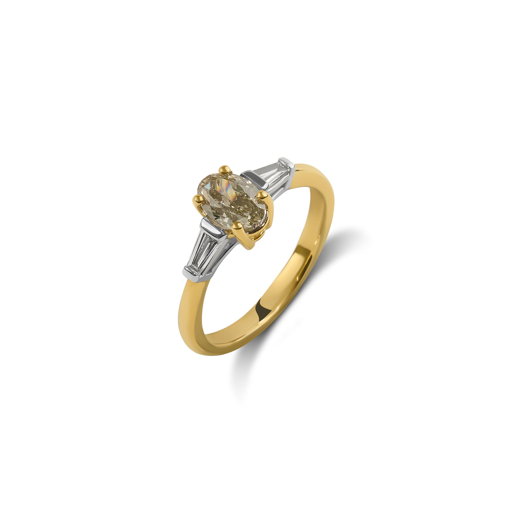 Oval Cognac Diamond with Tapered Baguettes