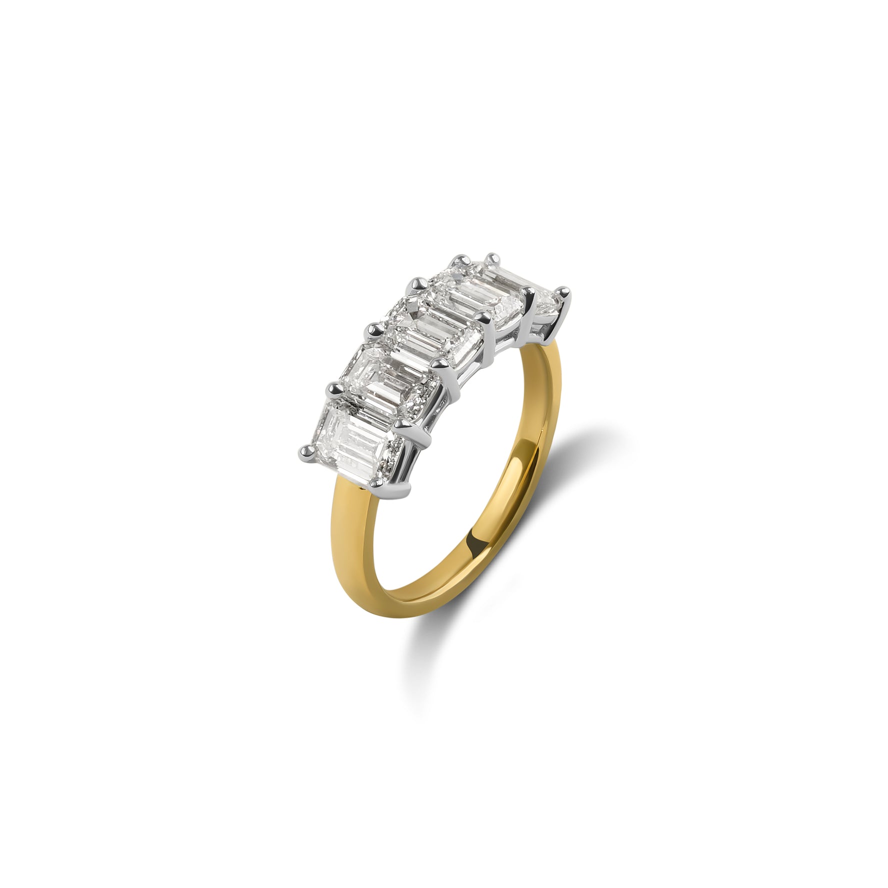 Emerald Cut Five Stone Band