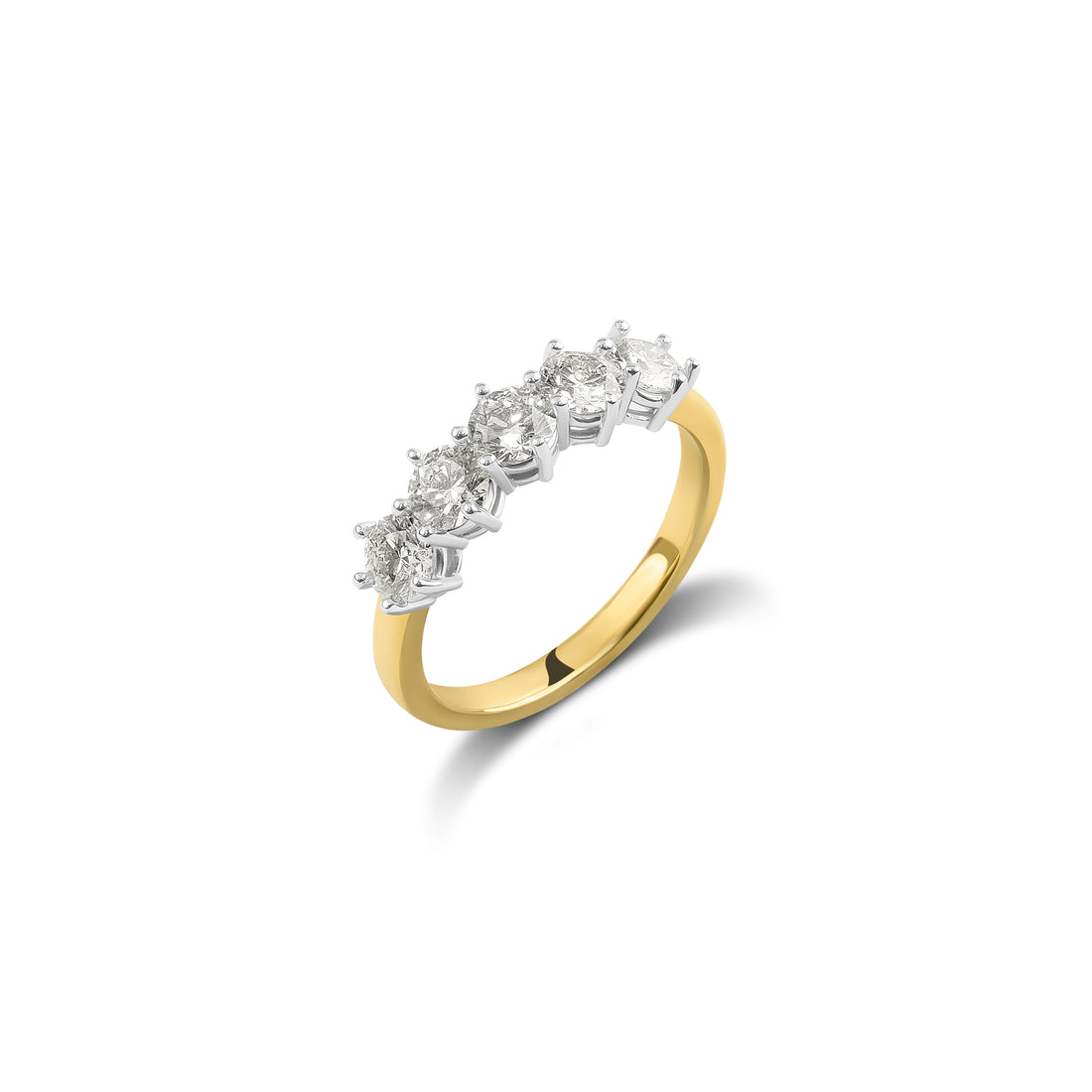 Round Brilliant Cut Five Stone, Six Claw